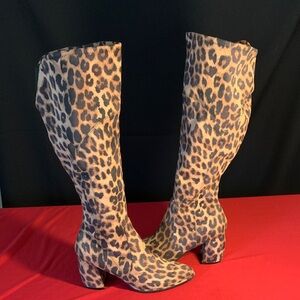 Marc Fisher Leopard Print Over the Knee Boots